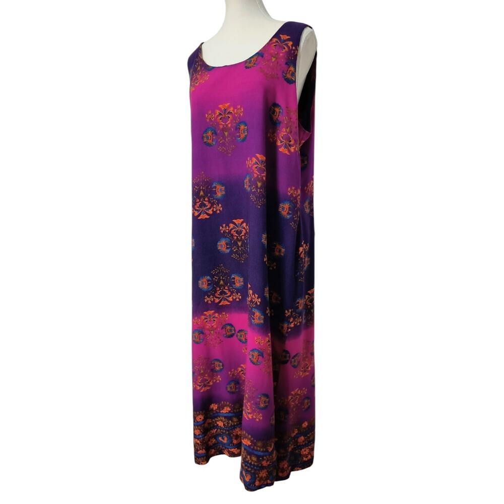 Vtg Worthington Colorful Maxi Dress Size 18 Floral Teacher Artsy Lagenlook Pink - Picture 2 of 9